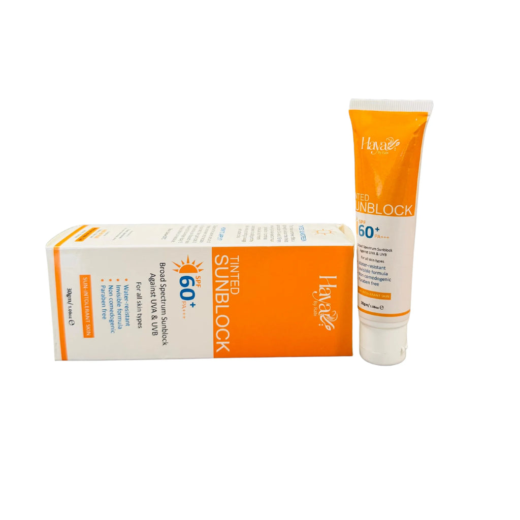Haya Tinted Sunblock SPF 60+ | Natural Tint | Broad Spectrum UV Protection | Lightweight & Non-Greasy - Essence Trove