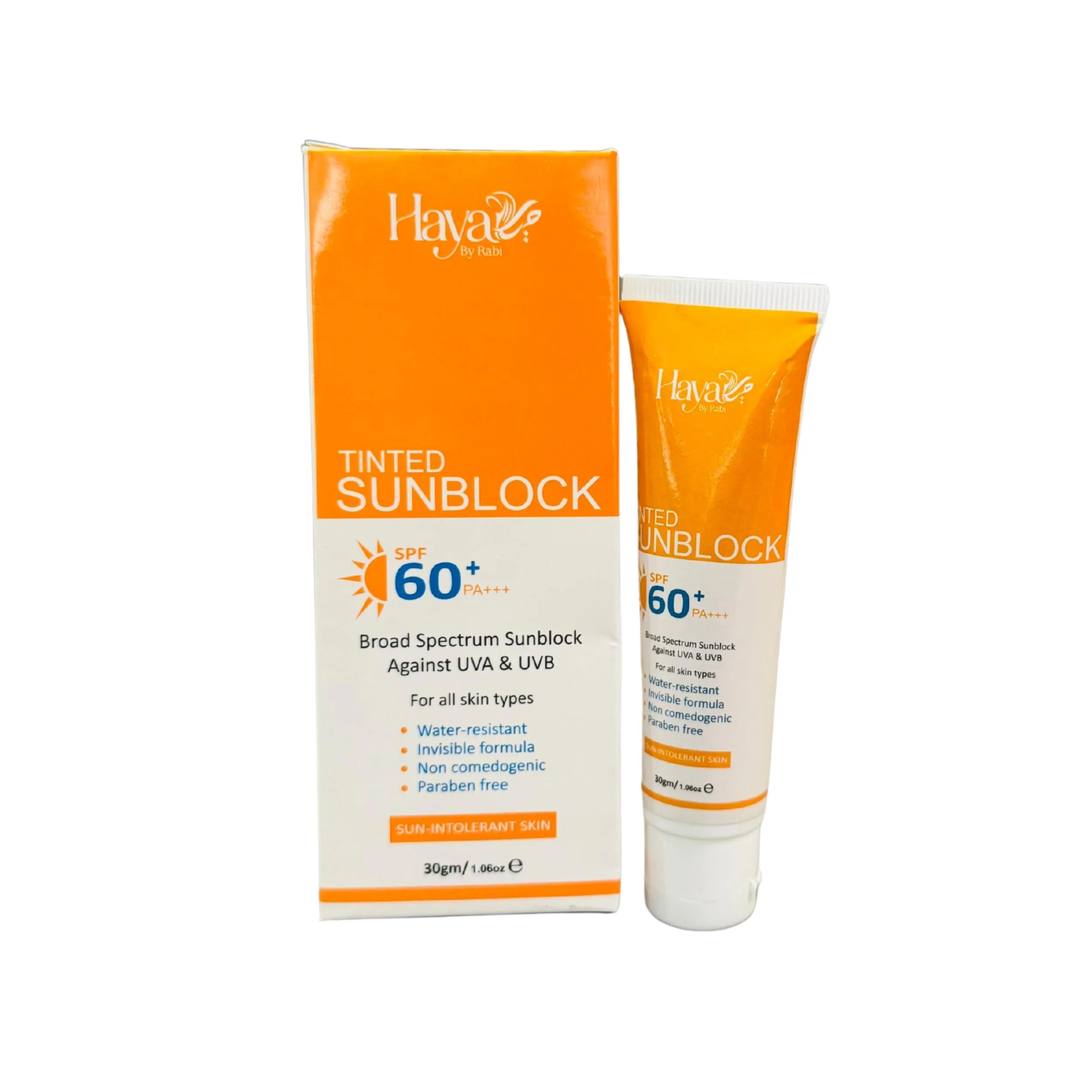 Haya Tinted Sunblock SPF 60+ | Natural Tint | Broad Spectrum UV Protection | Lightweight & Non-Greasy - Essence Trove