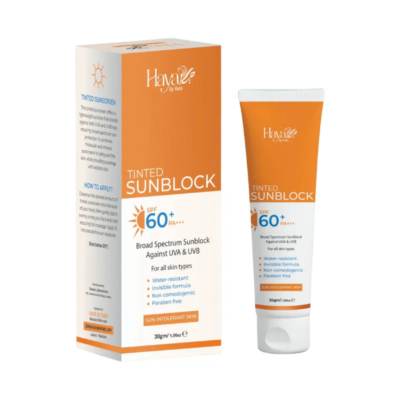 Haya Tinted Sunblock SPF 60+ | Natural Tint | Broad Spectrum UV Protection | Lightweight & Non-Greasy - Essence Trove