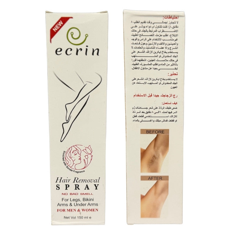 Ecrin Hair Removal Spray for Men & Women | Fast, Gentle Hair Remover 100ml - Essence Trove