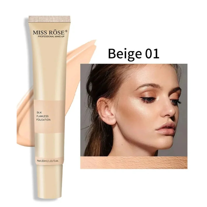 Beige 1 | Miss Rose Silk Flawless Foundation | Long-Lasting Lightweight Liquid Foundation with Natural Radiant Finish - Essence Trove
