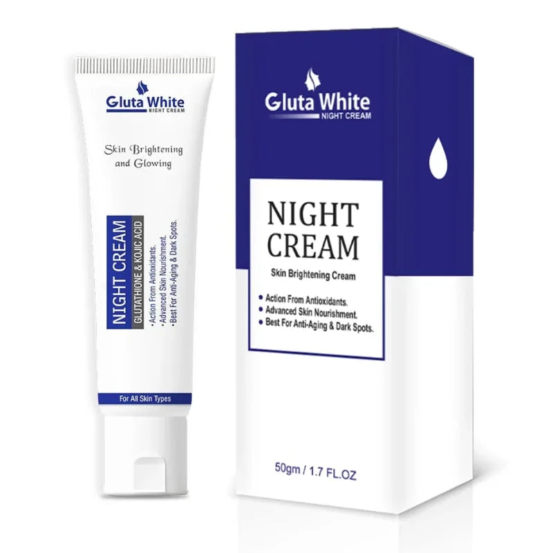 Gluta White Night Cream | Advanced Brightening & Anti-Aging Formula with Glutathione & Vitamins (50ml) - Essence Trove