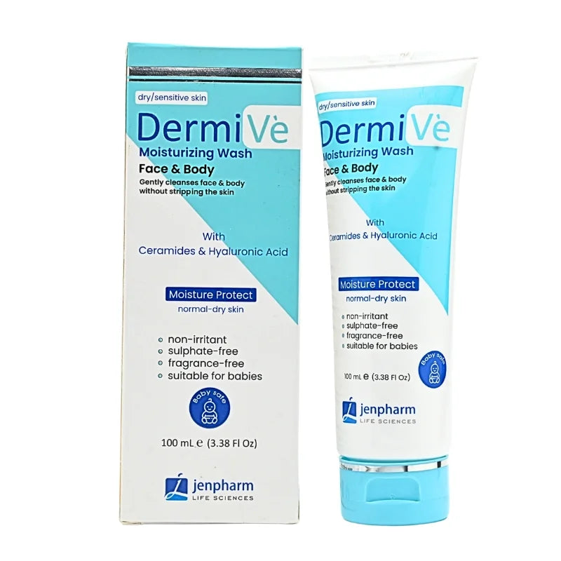 DermiVe Moisturizing Wash Face & Body 100ml | Jenpharm - Essence Trove