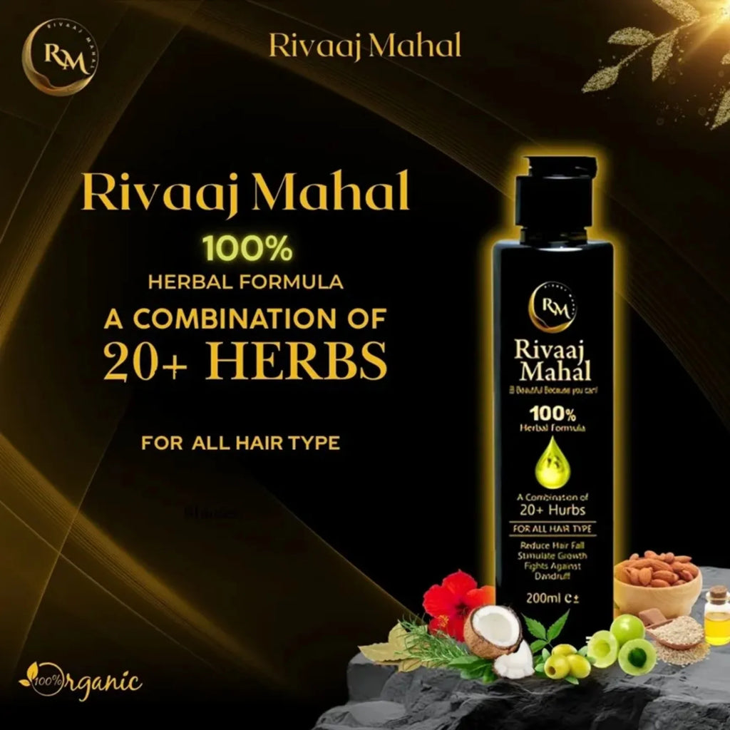 Rivaaj Mahal Herbal Hair Oil 100% | 20+ Herbs for Strong & Healthy Hair - Essence Trove