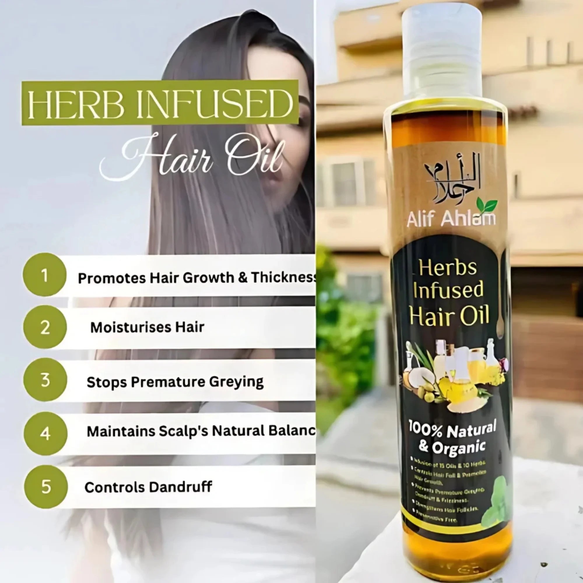 Alif Ahlam Herbs Infused Hair Oil | 100% Natural Organic Oils & Herbs - Essence Trove