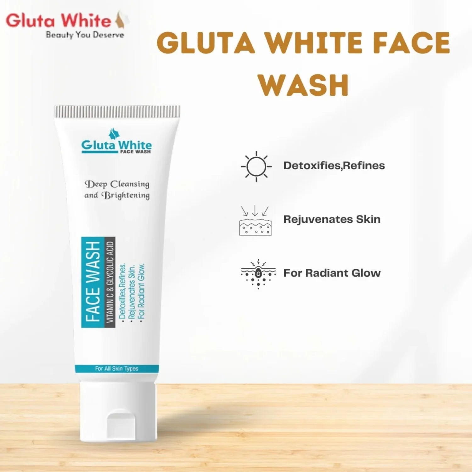 Gluta White Face Wash | Deep Cleansing Brightening Oil Control Gentle Daily Cleanser - Essence Trove