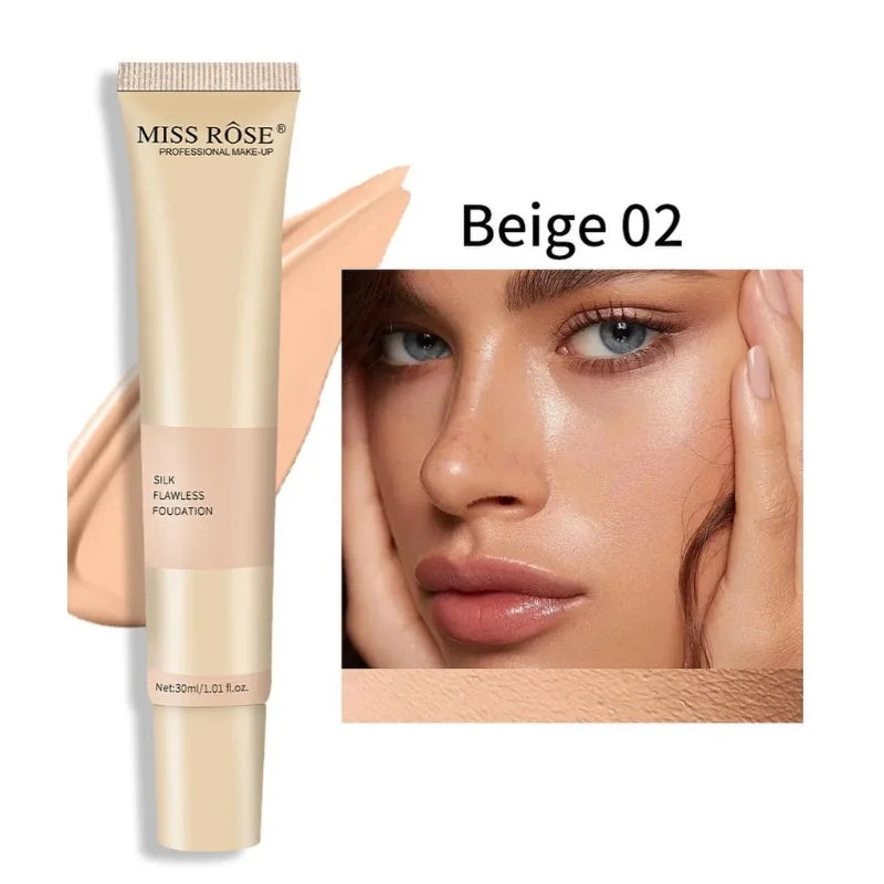 Beige 2 | Miss Rose Silk Flawless Foundation | Long-Lasting Lightweight Liquid Foundation with Natural Radiant Finish - Essence Trove