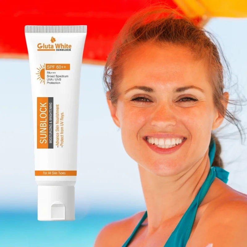 Gluta White SunBlock SPF 60 | Moisturizing & Brightening Sunscreen for All Skin Types - Essence Trove