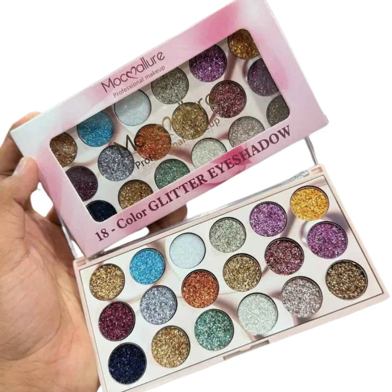 Mocallure 18 Color Glitter Kit | High-Pigment Sparkle Palette for Eyes, Lips & Face Makeup - Essence Trove