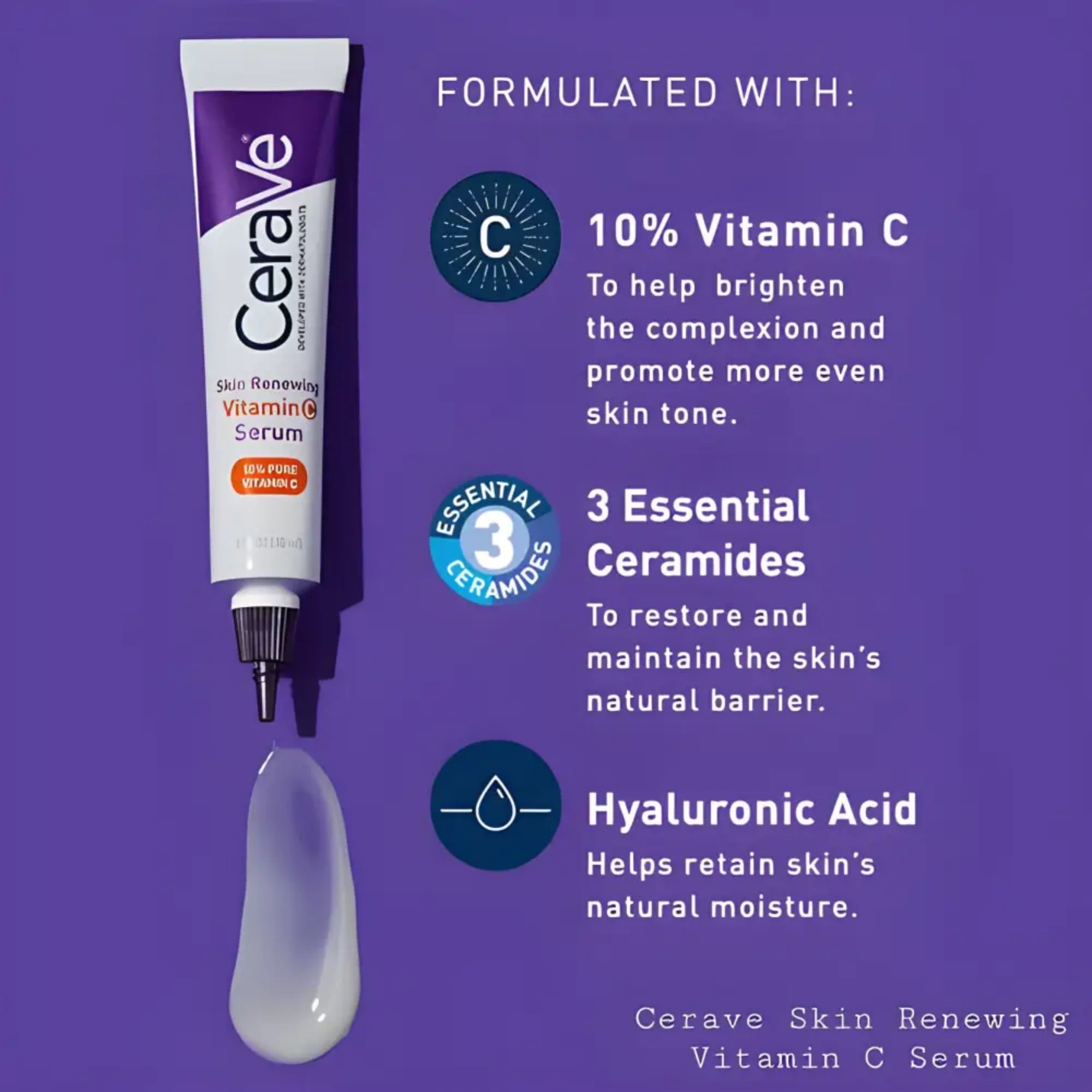 CeraVe Skin Renewing Vitamin C Serum 30ml | Brightening, Anti-Aging & Hydrating - Essence Trove
