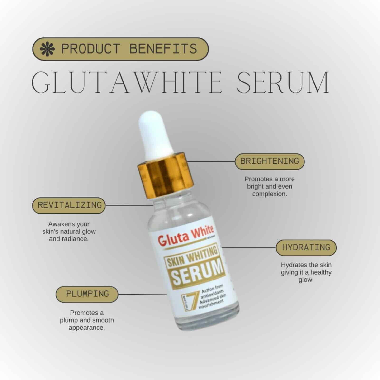 Gluta White Face Glowing Serum | Glutathione Brightening Hydrating 30ml Skincare - Essence Trove