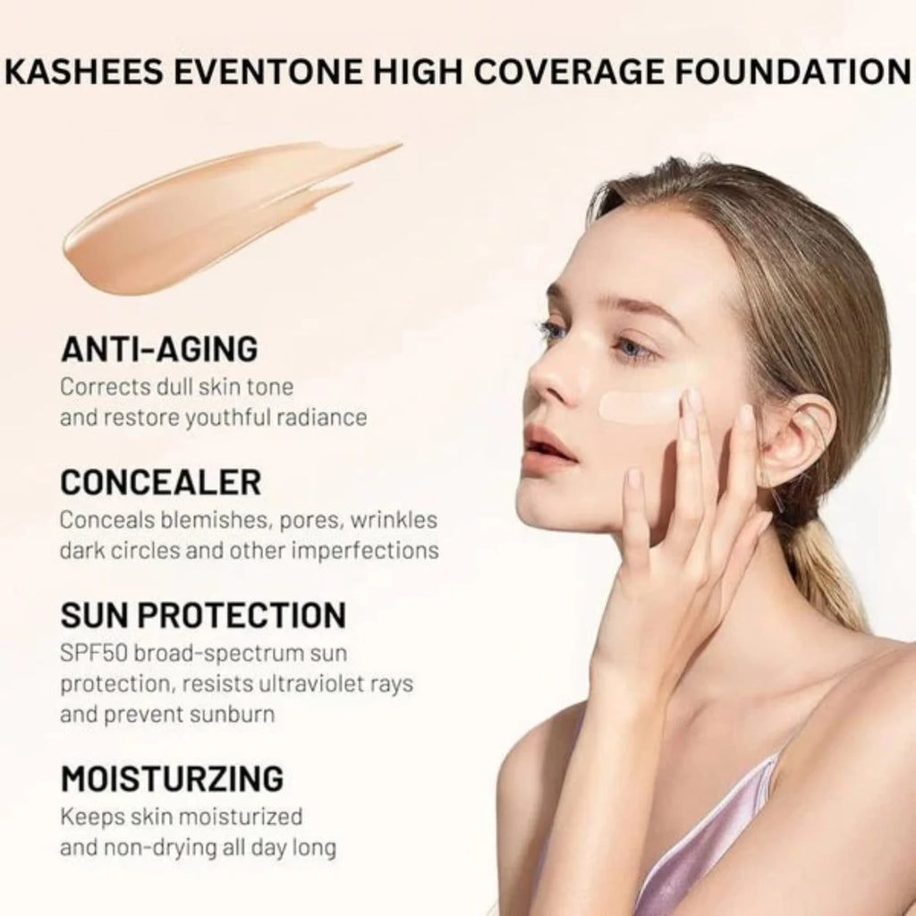 Kashees Eventone Liquid Foundation | High Coverage Long Lasting Radiant Makeup Base 30 ml - Essence Trove