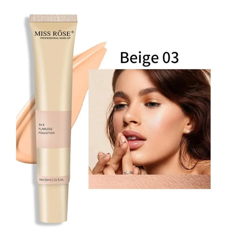 Beige 3 | Miss Rose Silk Flawless Foundation | Long-Lasting Lightweight Liquid Foundation with Natural Radiant Finish - Essence Trove