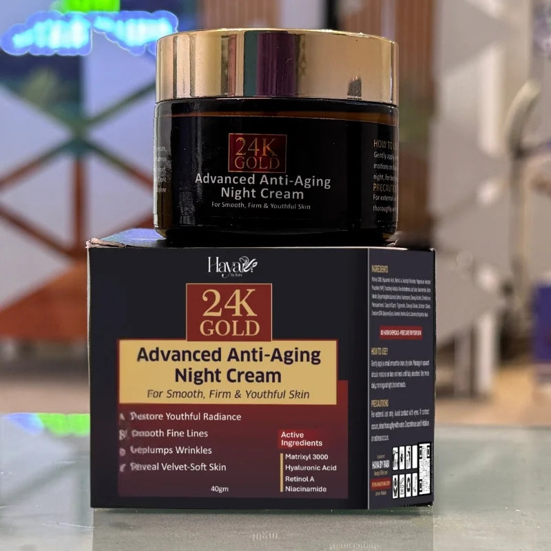 Haya 24K Gold Advanced Anti-Aging Night Cream with Retinol Hyaluronic Acid and Niacinamide - Essence Trove
