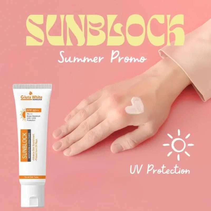 Gluta White SunBlock SPF 60 | Moisturizing & Brightening Sunscreen for All Skin Types - Essence Trove