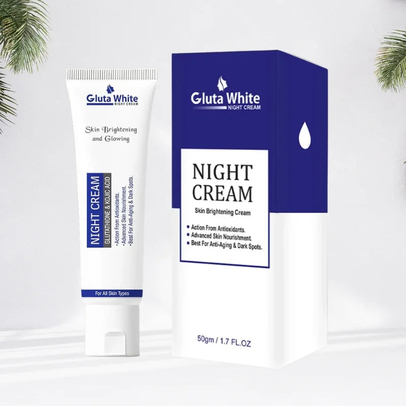 Gluta White Night Cream | Advanced Brightening & Anti-Aging Formula with Glutathione & Vitamins (50ml) - Essence Trove