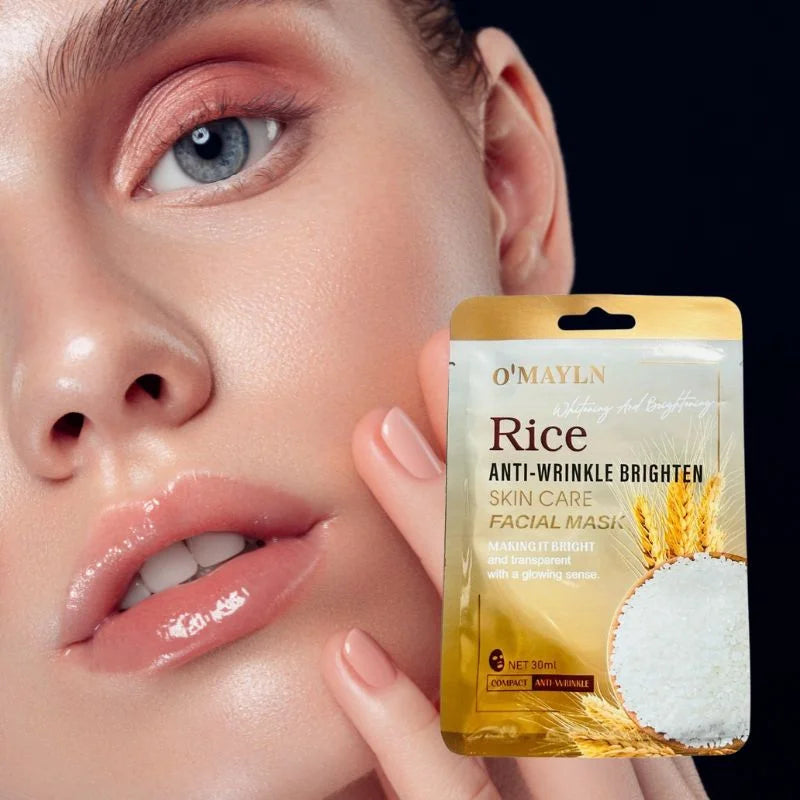 Pack of 2 | O’Mayln Rice Facial Mask | Anti-Wrinkle, Brightening & Hydrating Sheet Mask - Essence Trove