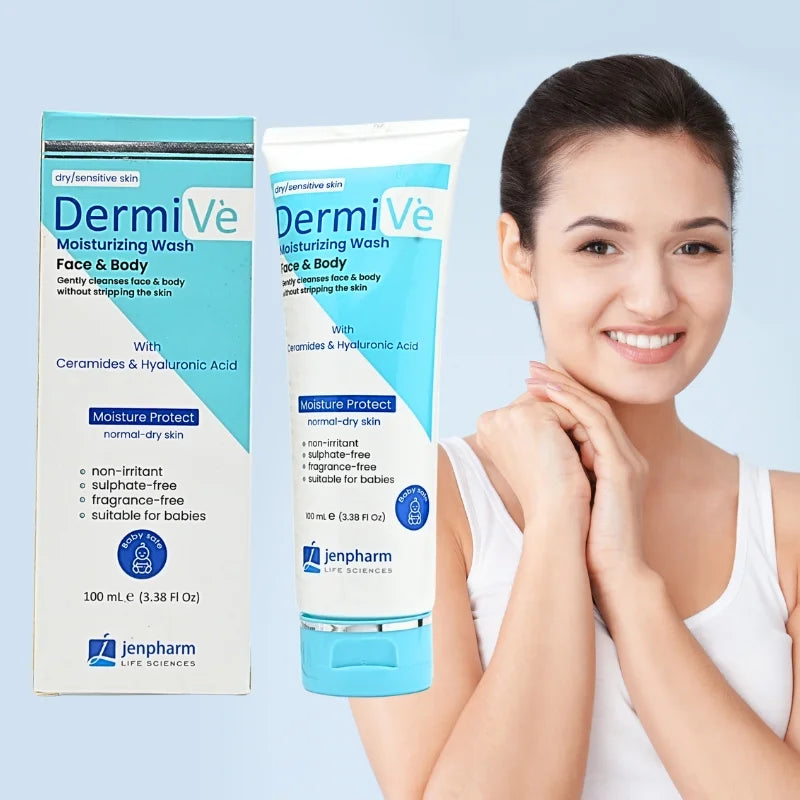 DermiVe Moisturizing Wash Face & Body 100ml | Jenpharm - Essence Trove