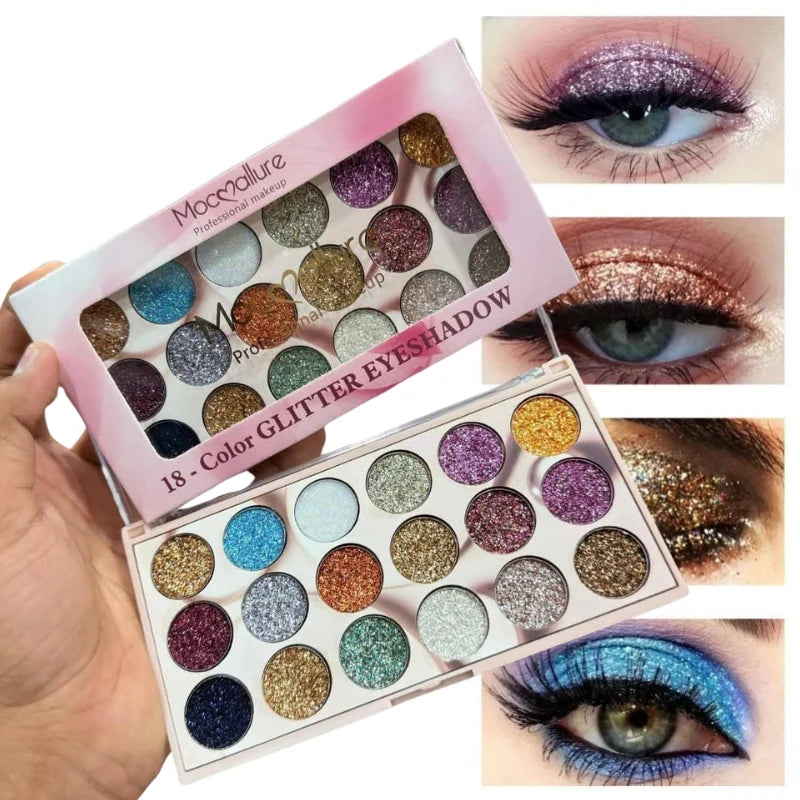 Mocallure 18 Color Glitter Kit | High-Pigment Sparkle Palette for Eyes, Lips & Face Makeup - Essence Trove