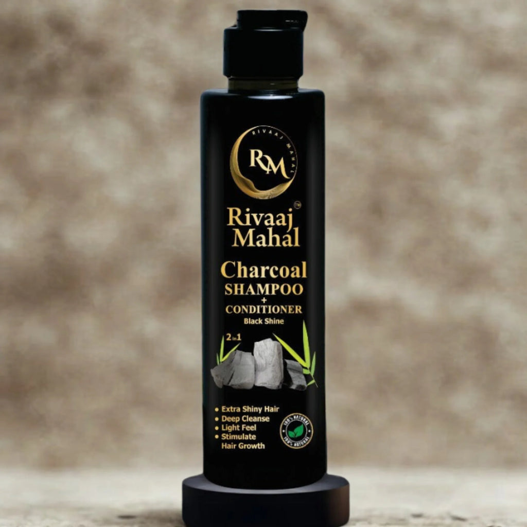 Rivaaj Mahal Charcoal Shampoo + Conditioner 2-in-1 | Black Shine Formula - Essence Trove