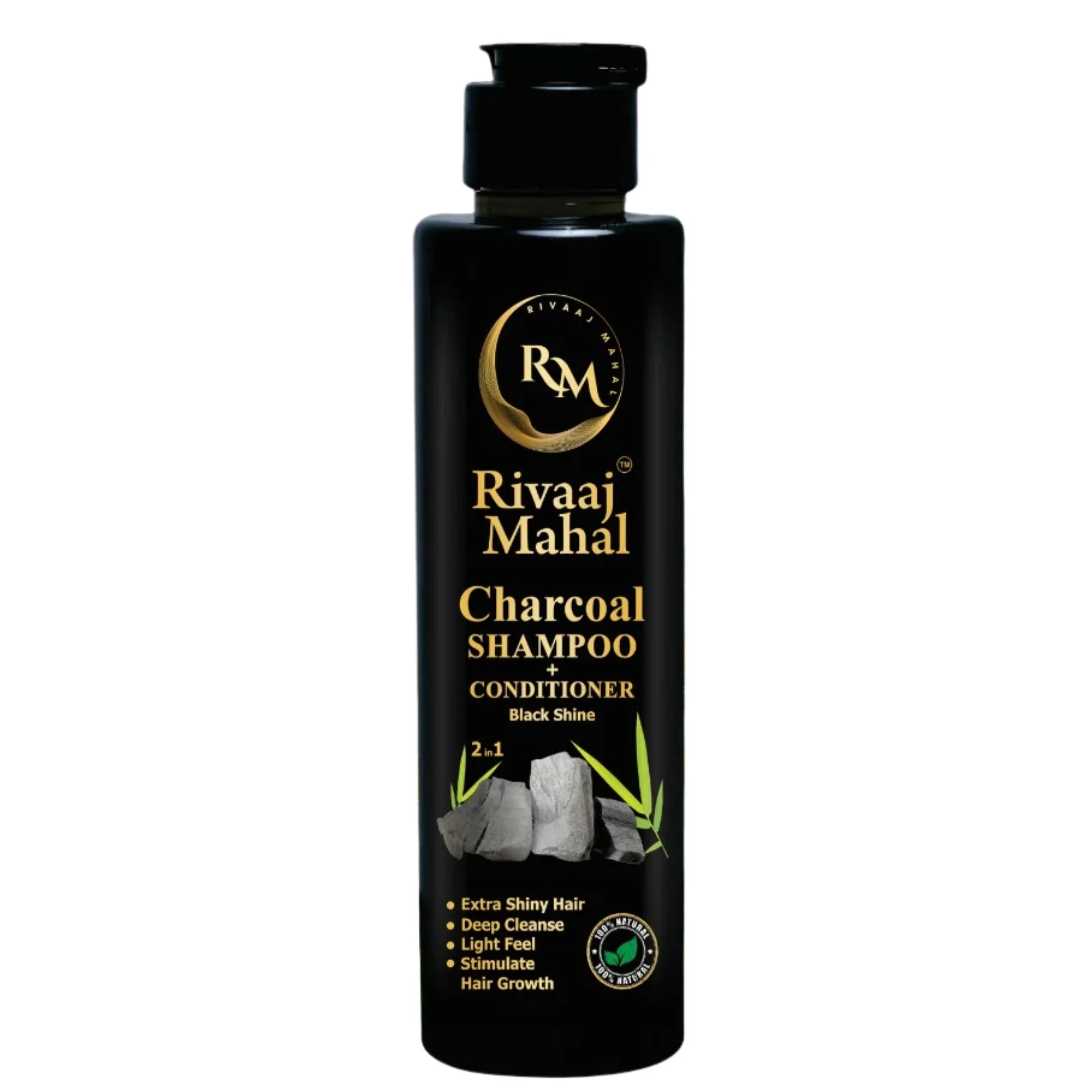 Rivaaj Mahal Charcoal Shampoo + Conditioner 2-in-1 | Black Shine Formula - Essence Trove