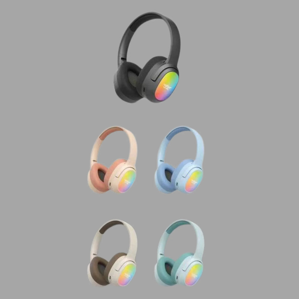 Lelisu LS-257 Wireless Stereo Headphones | Bluetooth 5.4 Over-Ear Headset with Type-C Charging & LED Lights - Essence Trove
