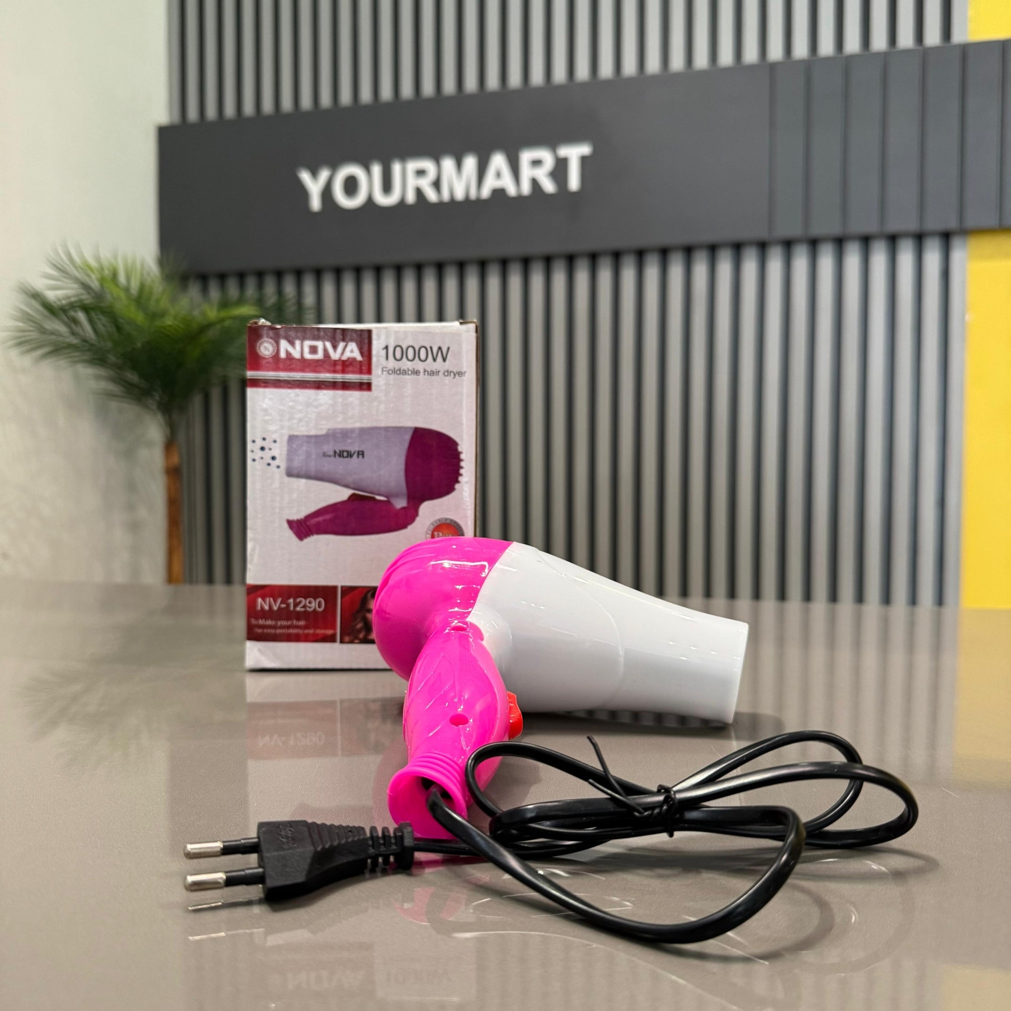 Nova NV-1290 Foldable Hair Dryer | 1000W Hot Air Styling & Quick Drying Machine - Essence Trove