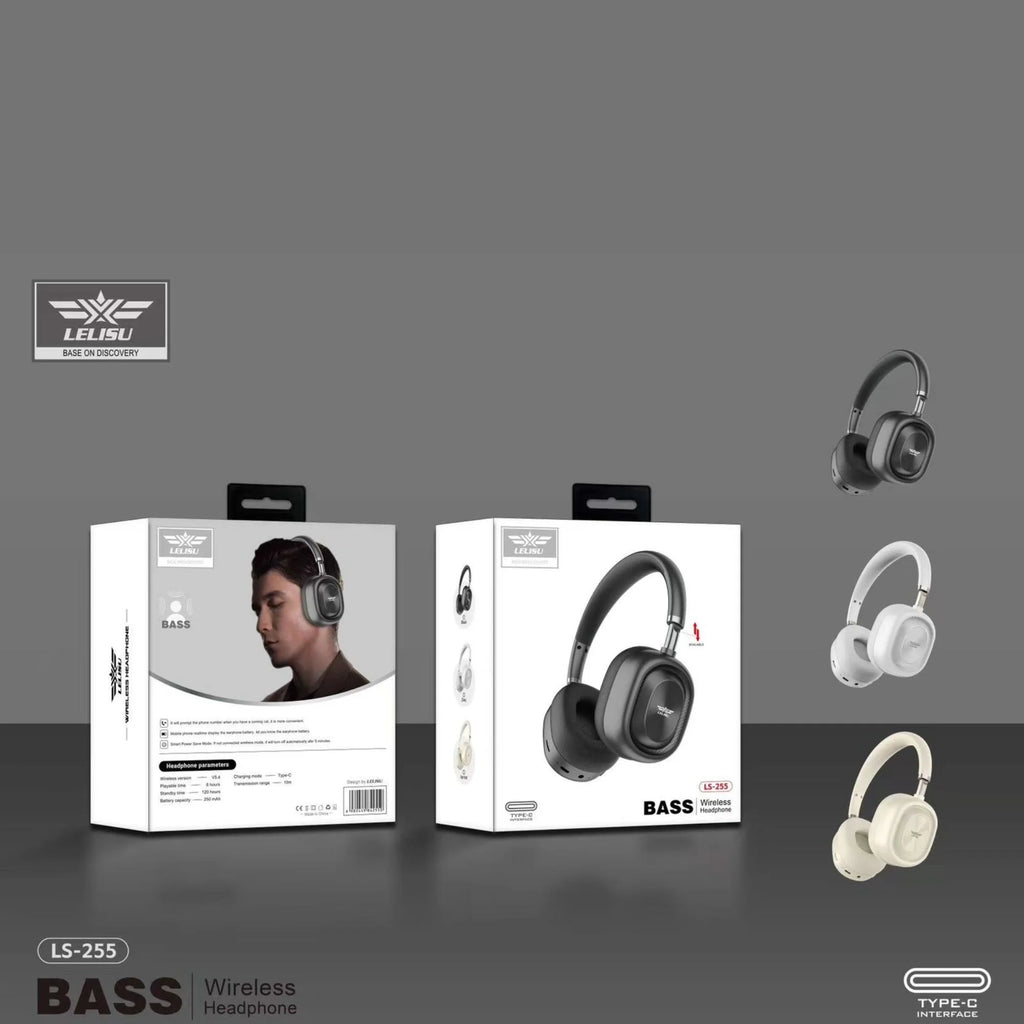 Lelisu LS-255 Bass Wireless Headphones | Bluetooth Over-Ear Headset with Type-C Interface - Essence Trove
