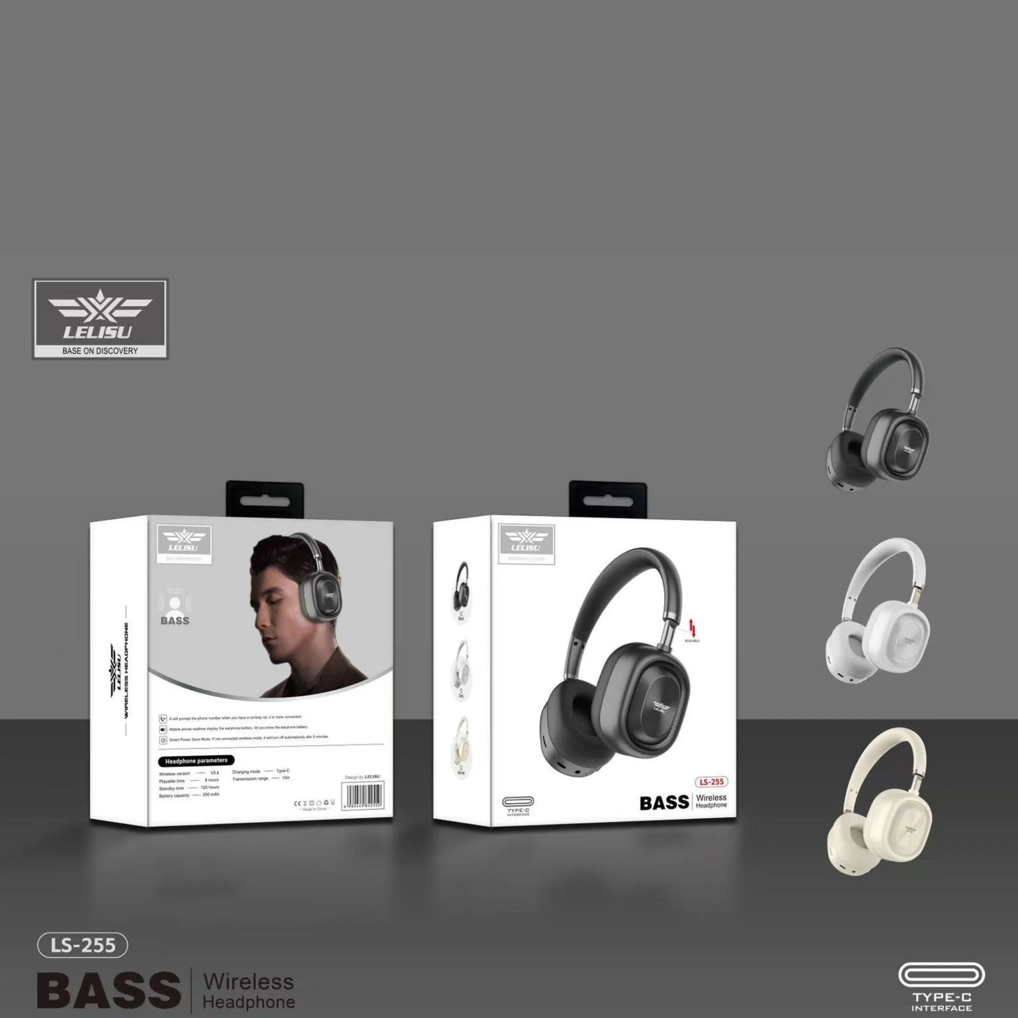 Lelisu LS-255 Bass Wireless Headphones | Bluetooth Over-Ear Headset with Type-C Interface - Essence Trove