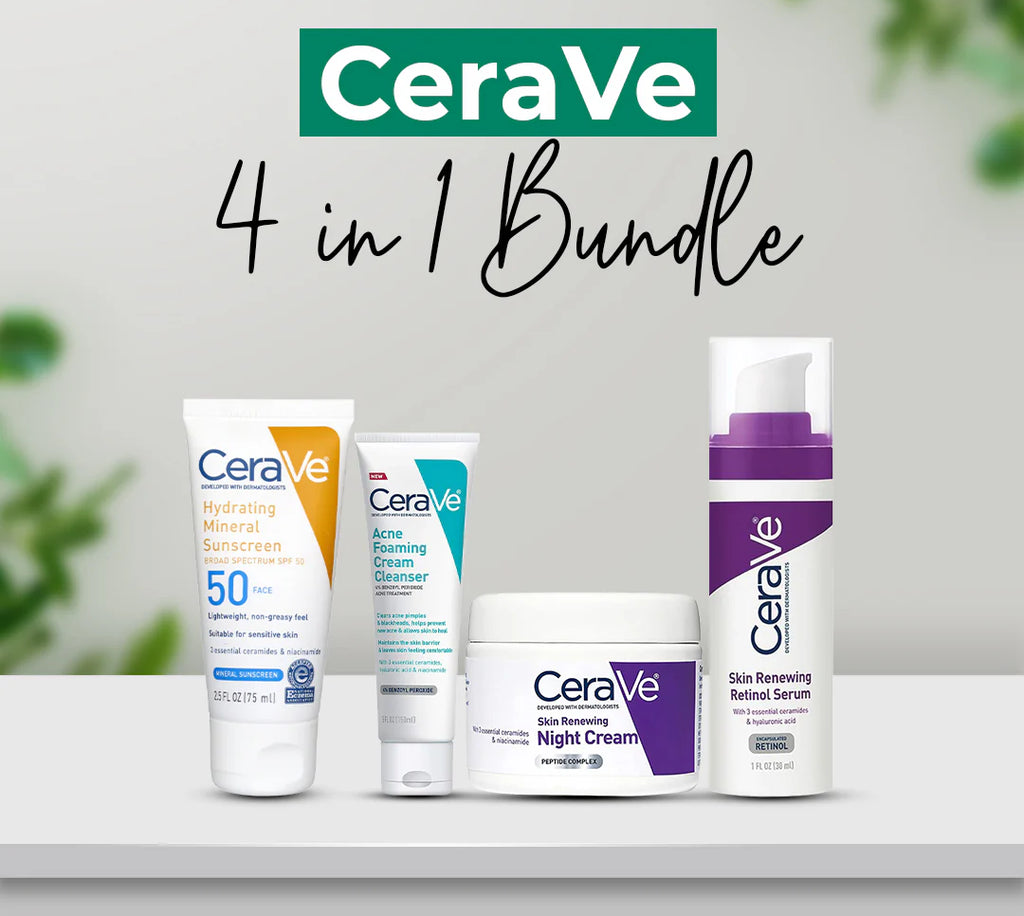 CeraVe 4-in-1 Skincare Kit | Cleanser, Serum, Sunblock & Night Cream | Dermatologist-Approved Routine - Essence Trove
