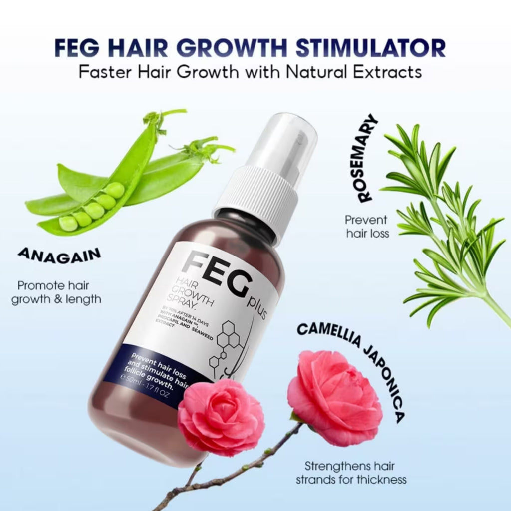 FEG Plus Hair Growth Spray 50ml | Anti-Hair Loss & Regrowth Solution - Essence Trove