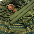 Winter Sussi Silk 3-Piece Suit for Women | Unstitched Plain Shirt & Trouser | Heavy Winter Sussi Shawl | Bottle Green - Essence Trove