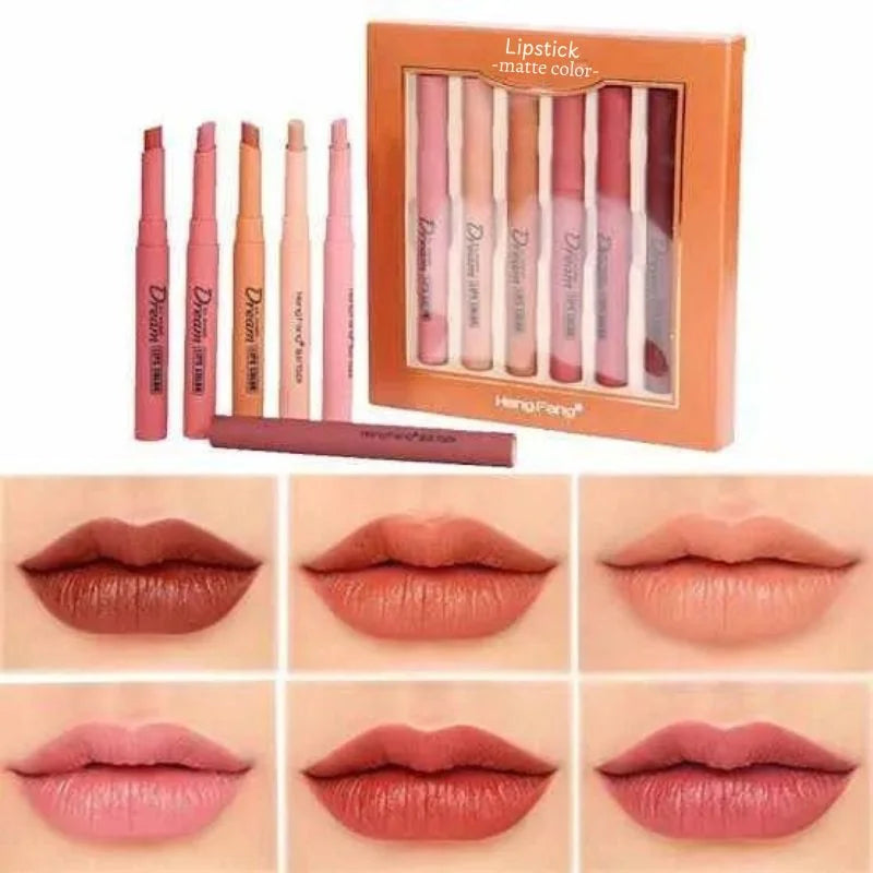 Hengfang Matte Dream Lipstick Set – 6-Piece Long-Lasting Nude Shades | Waterproof, Smooth Finish - Essence Trove