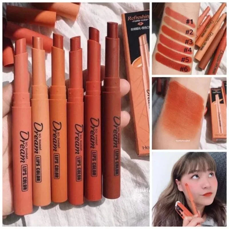 Hengfang Matte Dream Lipstick Set – 6-Piece Long-Lasting Nude Shades | Waterproof, Smooth Finish - Essence Trove