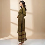 Winter Sussi Silk 3-Piece Suit for Women | Unstitched Plain Shirt & Trouser | Heavy Winter Sussi Shawl |  Olive Green - Essence Trove