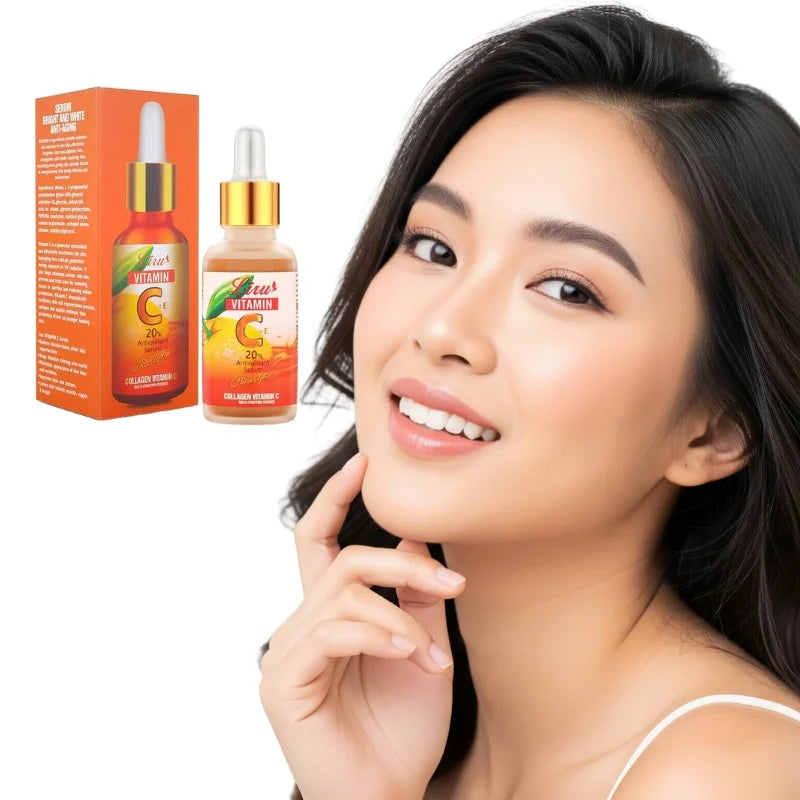 Liru Collagen Vitamin C Serum Orange 30ml Brightening Anti-Aging Face Serum for Glowing Skin - Essence Trove
