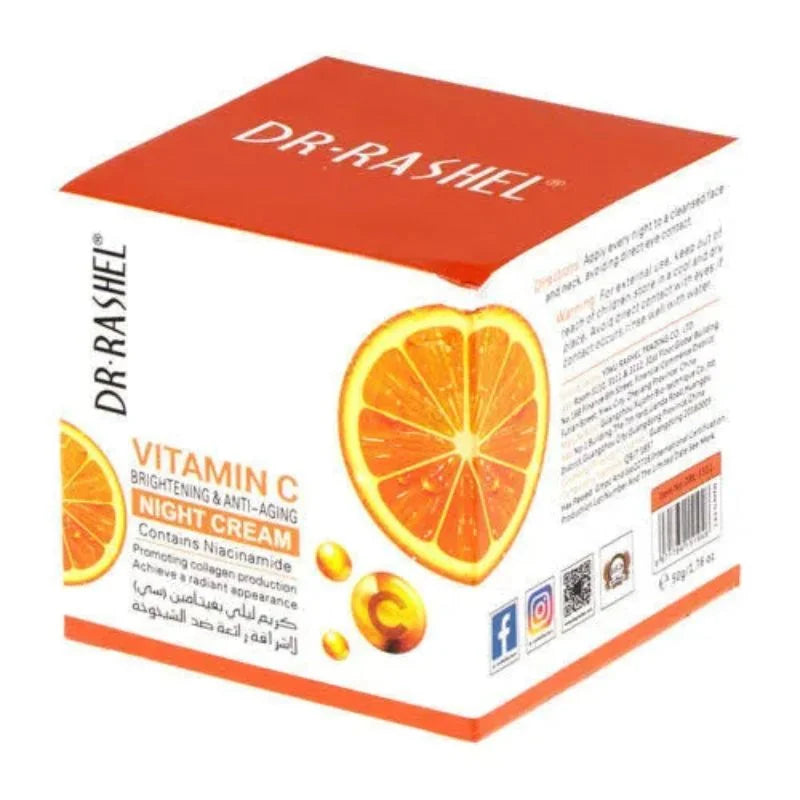 Dr. Rashel Vitamin C Brightening & Anti-Aging NIGHT Cream | Deep Repair & Skin Renewal Moisturizer (50 g) | Imported - Essence Trove