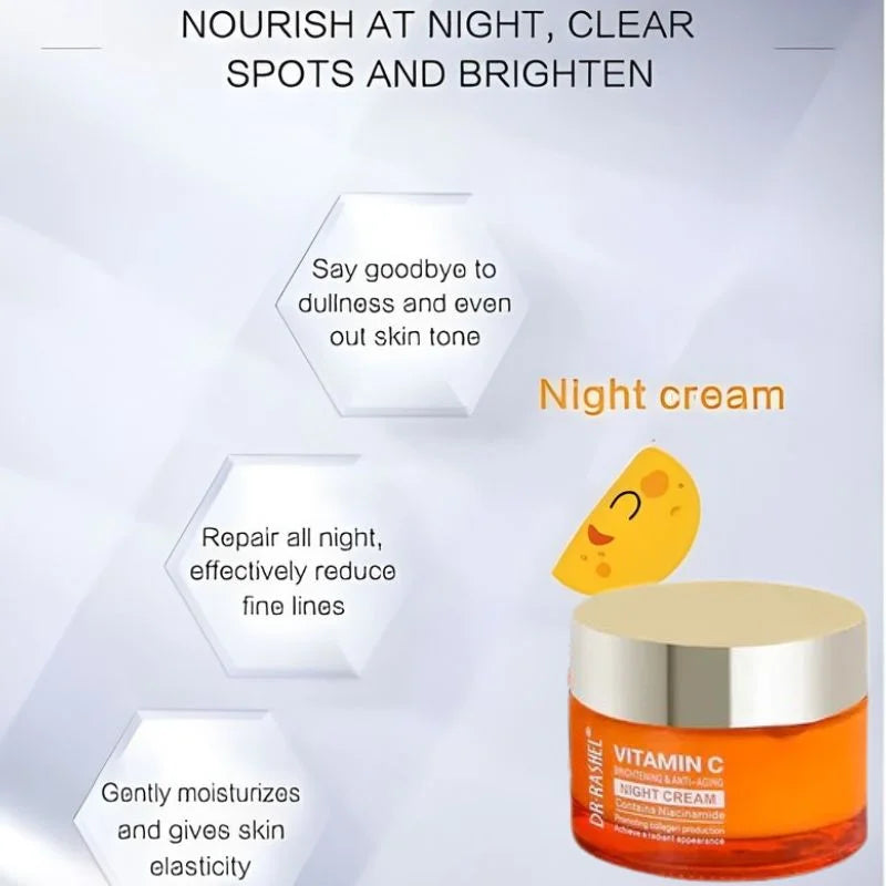 Dr. Rashel Vitamin C Brightening & Anti-Aging NIGHT Cream | Deep Repair & Skin Renewal Moisturizer (50 g) | Imported - Essence Trove
