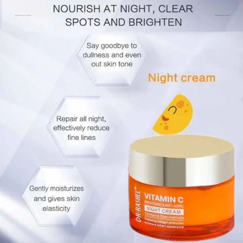 Dr. Rashel Vitamin C Brightening & Anti-Aging NIGHT Cream | Deep Repair & Skin Renewal Moisturizer (50 g) | Imported - Essence Trove