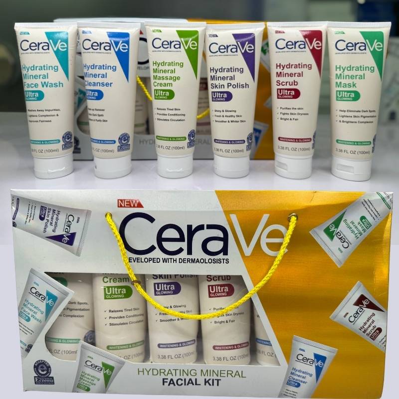 Pack of 6 – CeraVe Hydrating Mineral Facial Kit | Deep Moisture & Skin Repair Skincare Set - Essence Trove