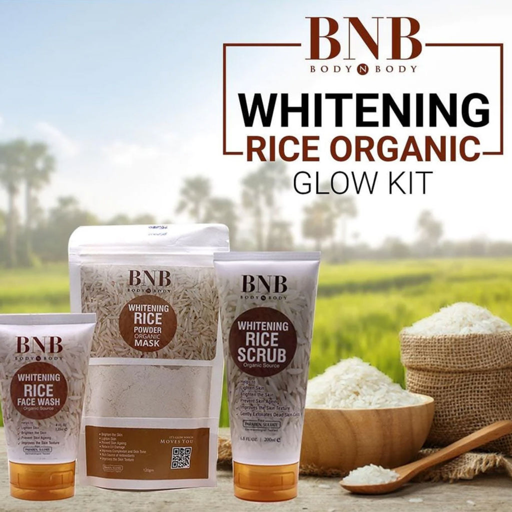 BNB Rice Extract Bright & Glow Facial Kit | 3-in-1 Whitening, Brightening & Hydrating Skincare - Essence Trove
