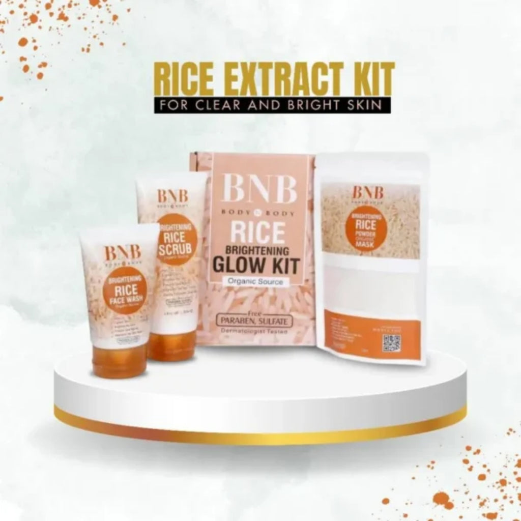 BNB Rice Extract Bright & Glow Facial Kit | 3-in-1 Whitening, Brightening & Hydrating Skincare - Essence Trove