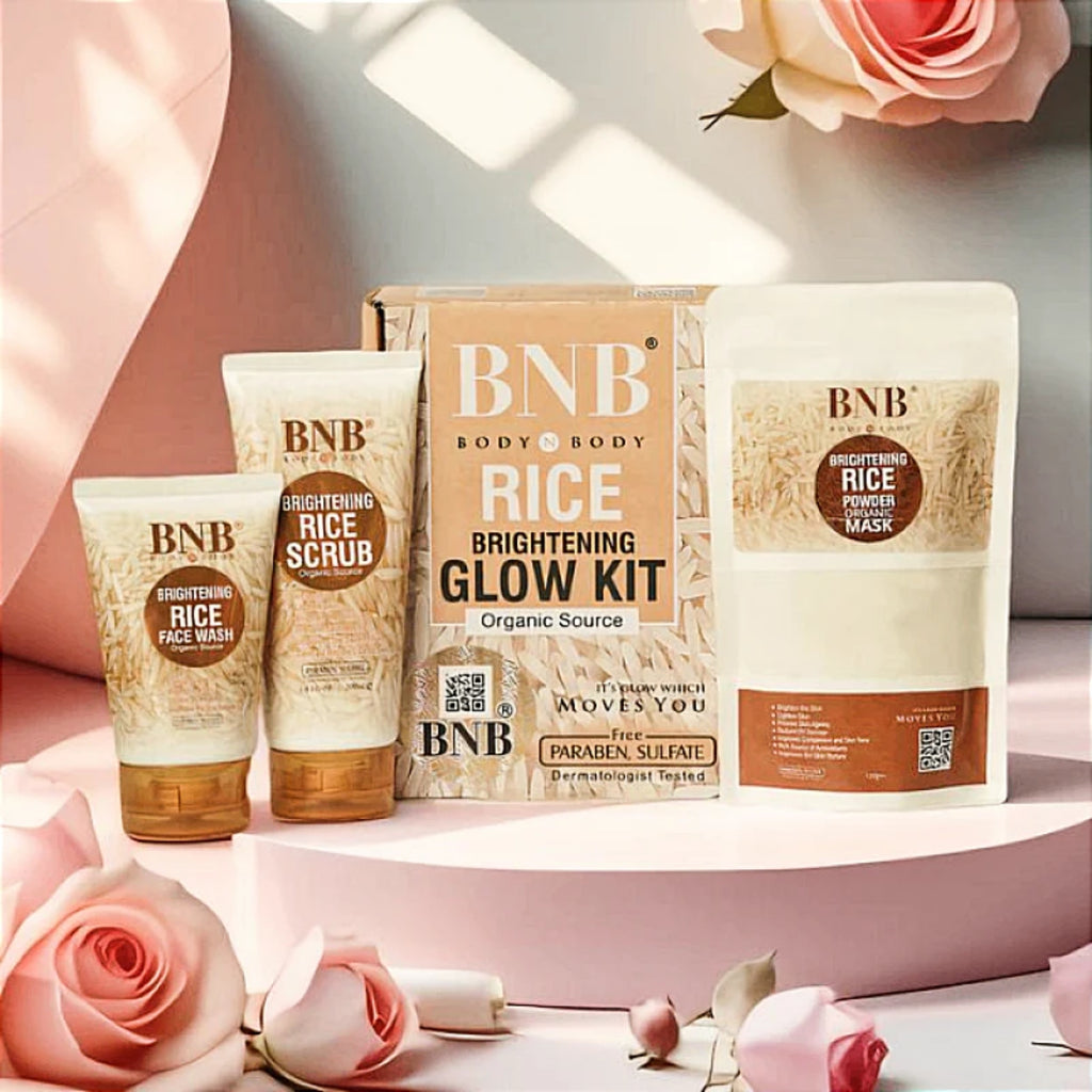 BNB Rice Extract Bright & Glow Facial Kit | 3-in-1 Whitening, Brightening & Hydrating Skincare - Essence Trove