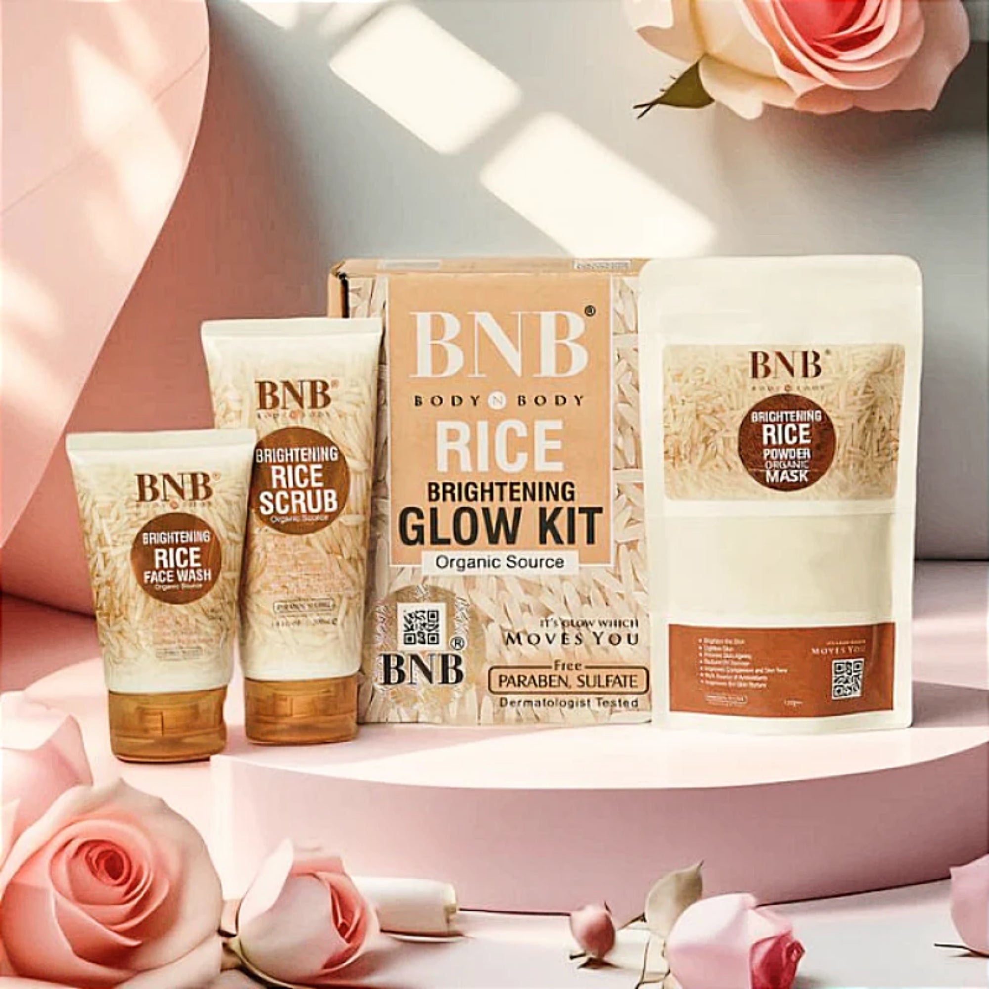 BNB Rice Extract Bright & Glow Facial Kit | 3-in-1 Whitening, Brightening & Hydrating Skincare - Essence Trove