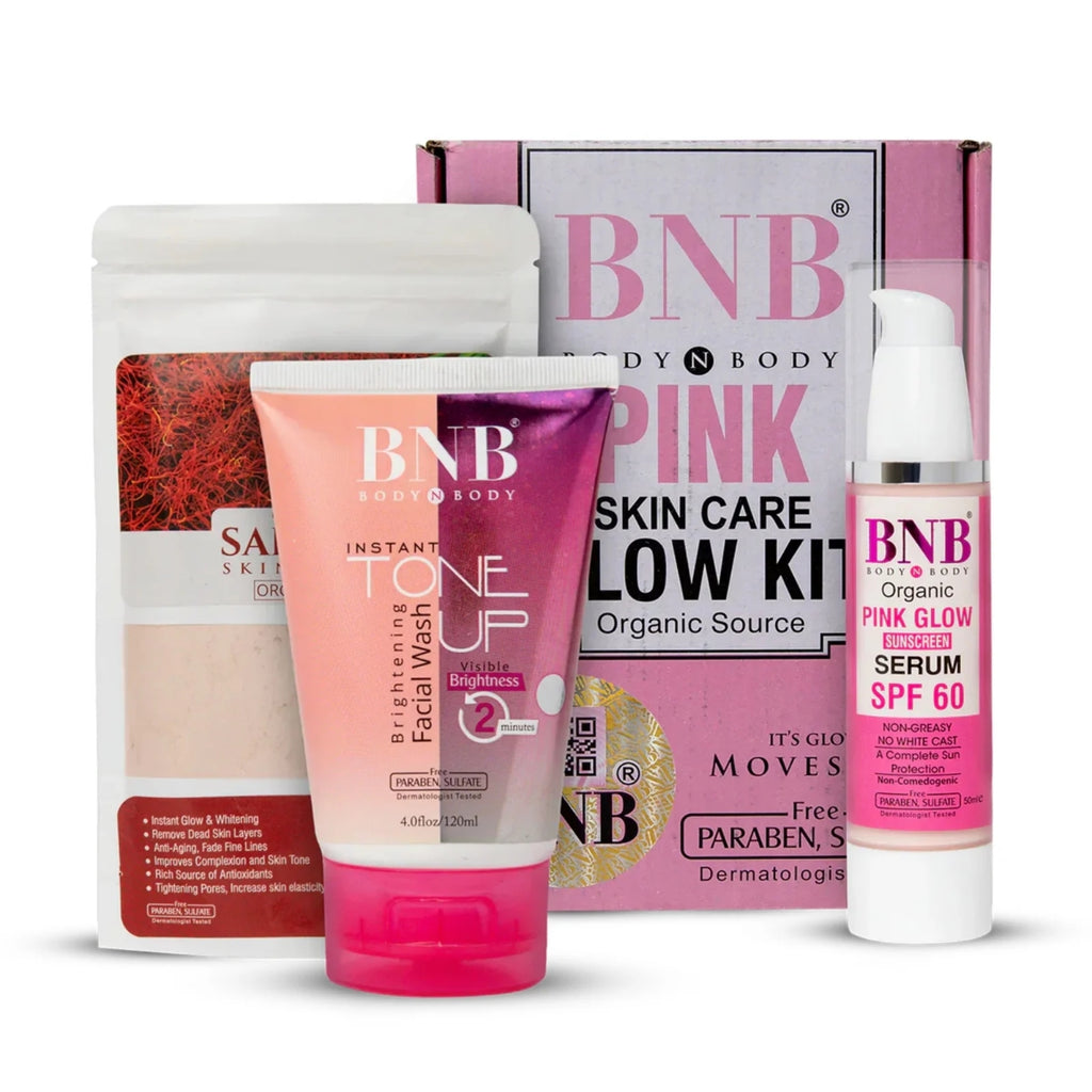 BNB Pink Face Glow Kit | 3-in-1 Skincare Wash Mask SPF Protection Set - Essence Trove