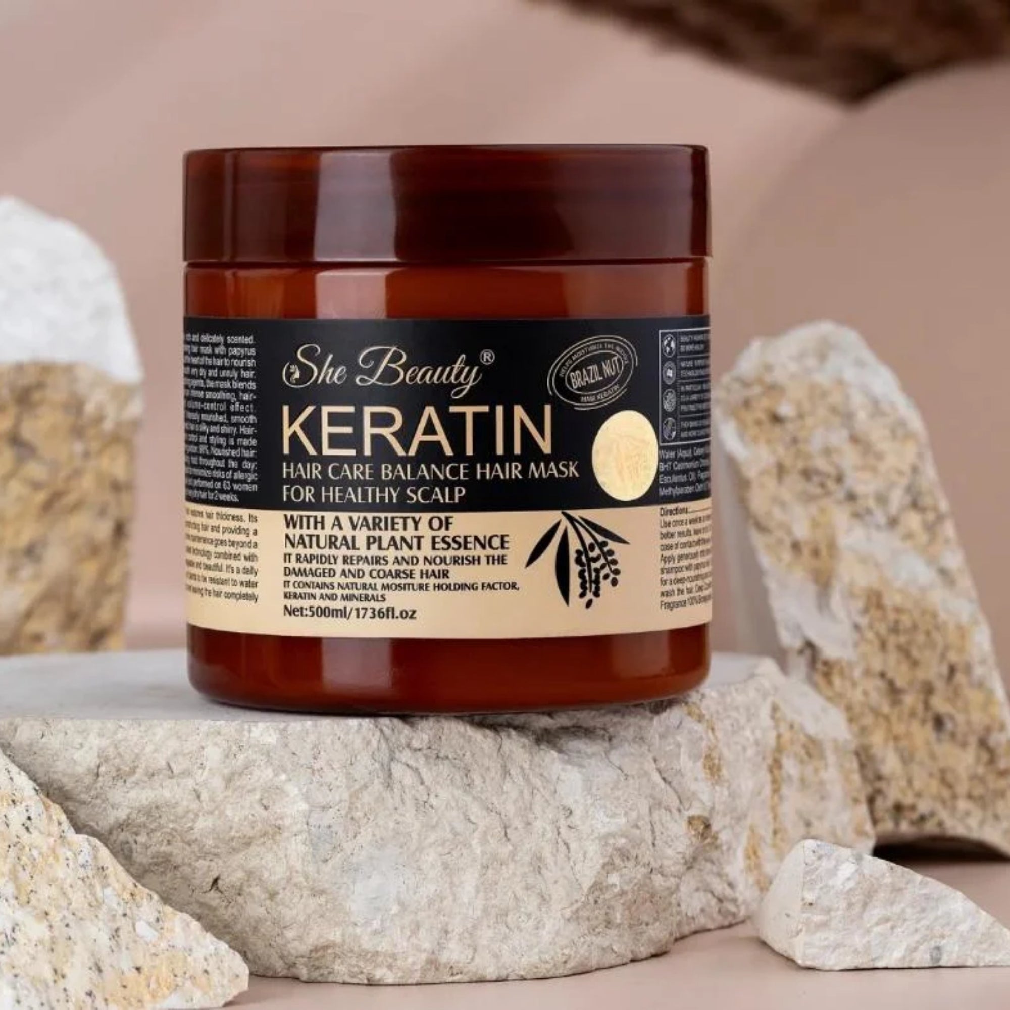 Brazil Nut Keratin Hair Mask 500ml | Nourishing, Strengthening & Smoothing Hair Treatment - Essence Trove