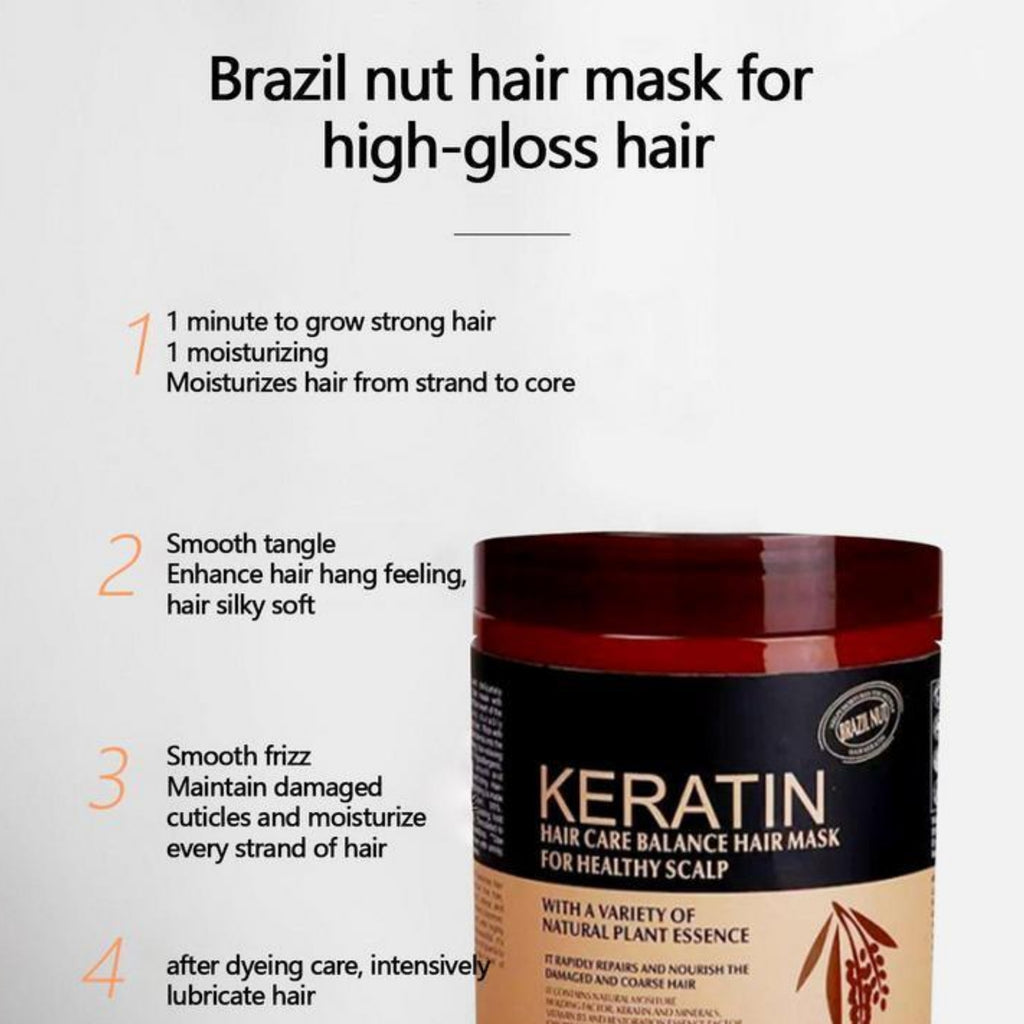 Brazil Nut Keratin Hair Mask 500ml | Nourishing, Strengthening & Smoothing Hair Treatment - Essence Trove