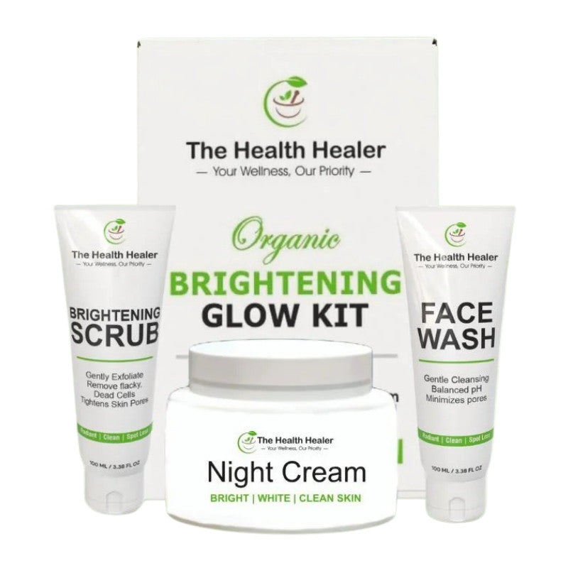 Brightening Glow Kit by The Health Healer | Face Wash, Scrub & Night Cream Set - Essence Trove
