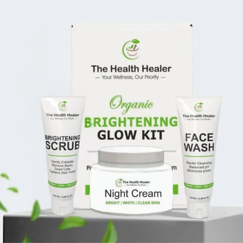 Brightening Glow Kit by The Health Healer | Face Wash, Scrub & Night Cream Set - Essence Trove