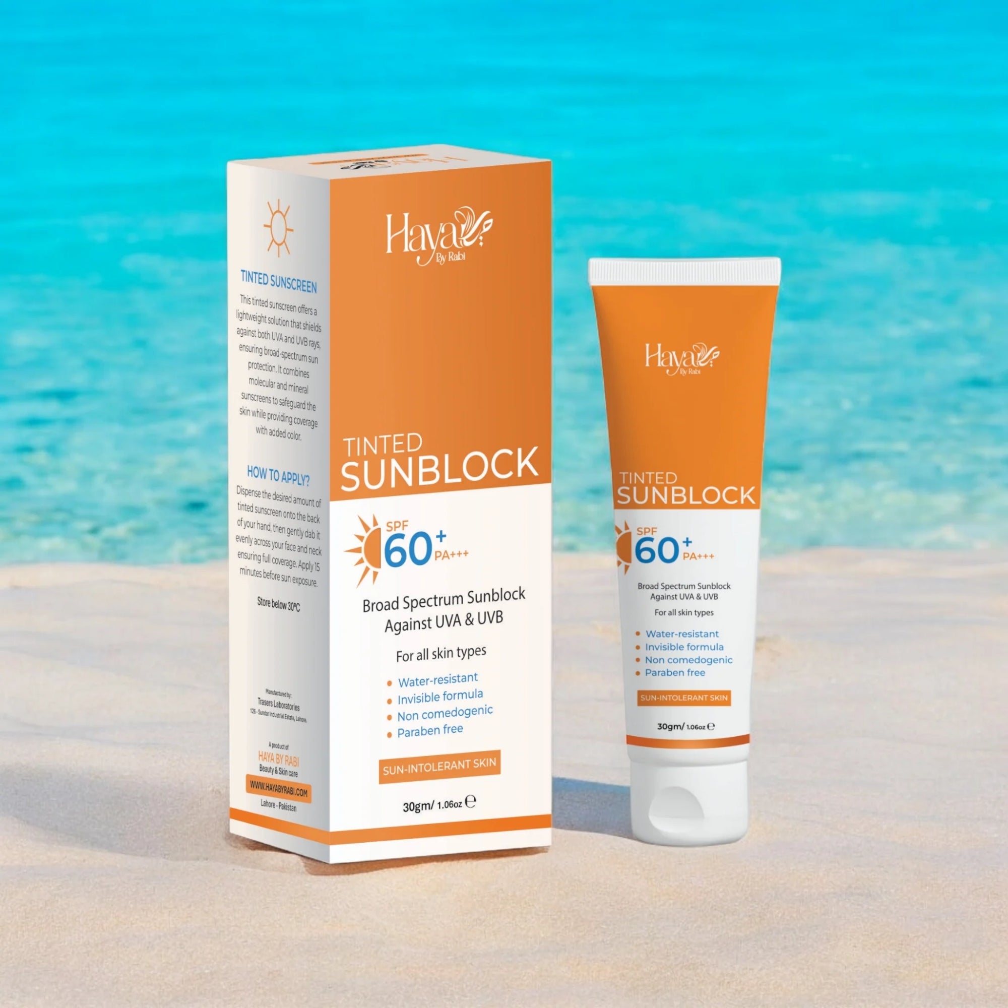 Haya Tinted Sunblock SPF 60+ | Natural Tint | Broad Spectrum UV Protection | Lightweight & Non-Greasy - Essence Trove